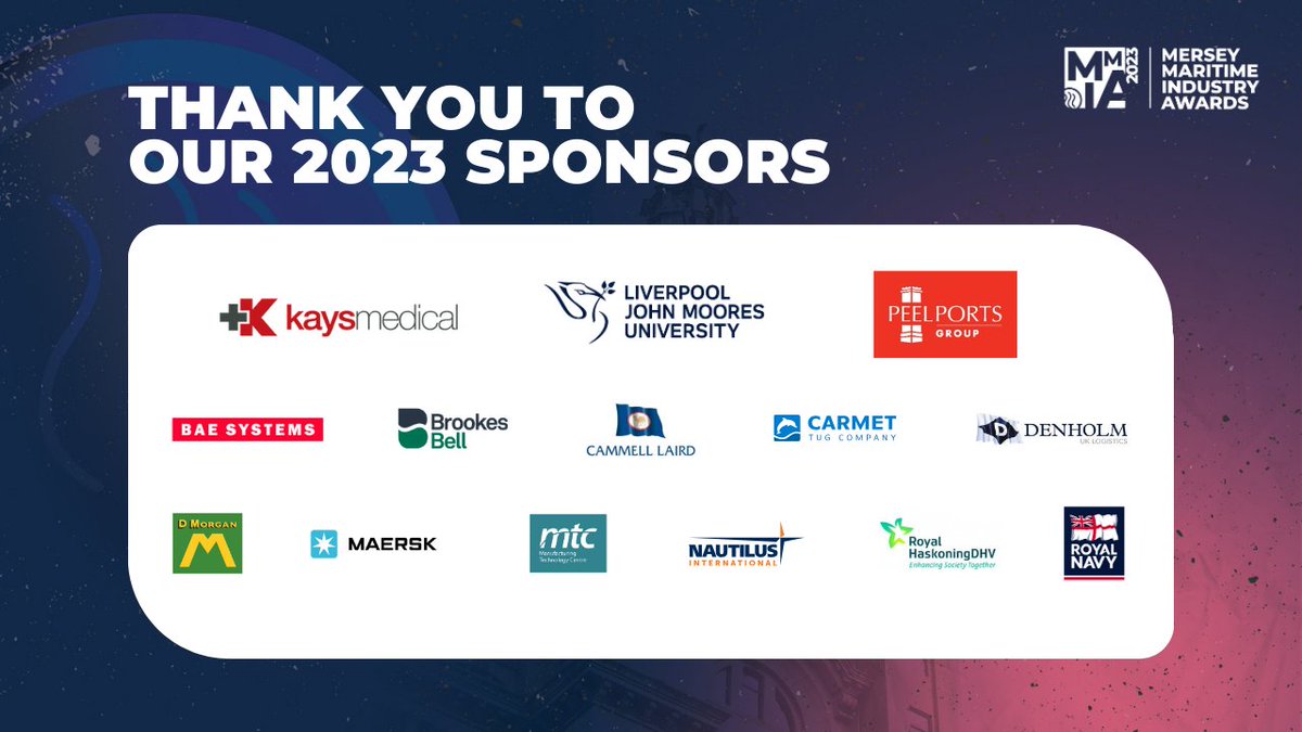Mersey_Maritime's tweet photo. Mersey Maritime would like to extend a huge thank you to our incredible sponsors who made Mersey Maritime Industry Awards a great success! π
Read the full article on the #MMIA23 here:
https://t.co/3oify212Jh https://t.co/OiZW8BIXYJ