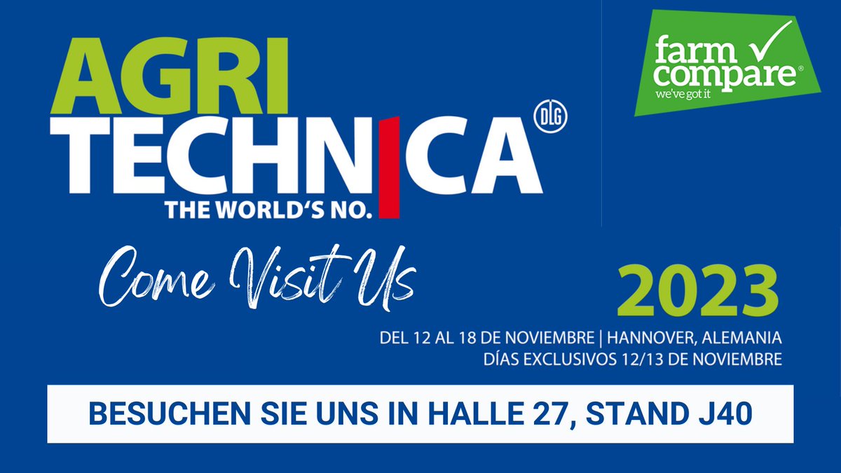 With less than a week to go, the countdown has started. The team at Farm Compare is excited to be joining Invest Northern Ireland at Agritechnica. Come visit us in Hall 27 | Stand J40
#agritechnica #agritechnica2023 <a href="/InvestNI/">Invest NI</a> <a href="/InvestNI_Europe/">Invest NI Europe</a>