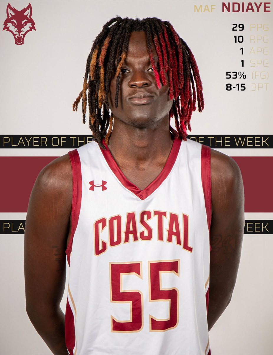 Coastal-South ๐ ๐พ (@coastalsouthmbb) on Twitter photo S/O to our guy <a href="/Mafatimendiaye/">Maf Ndiaye</a> for earning conference Player of the Week to start off the season!
#ComeToTheCoast ๐๏ธ S/O to our guy <a href="/Mafatimendiaye/">Maf Ndiaye</a> for earning conference Player of the Week to start off the season!
#ComeToTheCoast ๐๏ธ