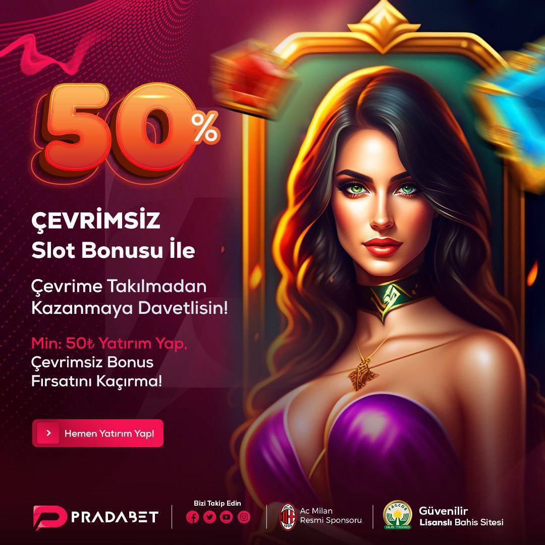 PradaBetOffi's tweet photo. ⚡️ Çevrim şartı olmadan kazanmanın tadını %50 Çevrimsiz Slot Bonusu ile çıkar! 

  📣 Hemen Yatırım Yap.Bu fırsatı değerlendir, minimum 100 TL yatırarak kazancını katla!

 https://t.co/e4oSndHcwP https://t.co/2t2wIwgsgP