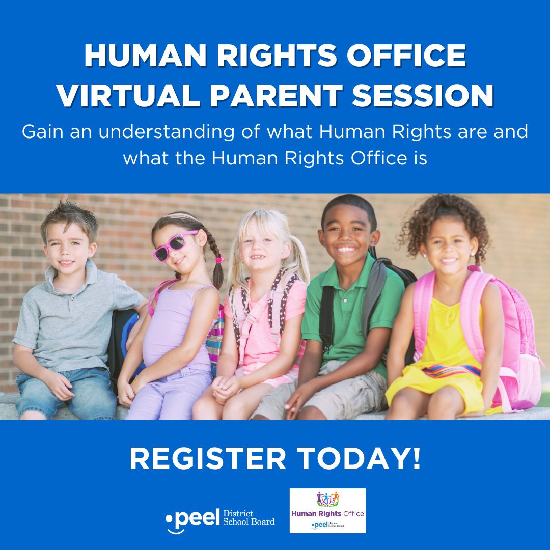 The Human Rights Office is hosting a virtual parent session where they will address human rights in PDSB schools, how parents can engage with the Ontario Human Rights Code and much more.  

Click on the link to register: forms.office.com/r/hYyjxbA03g