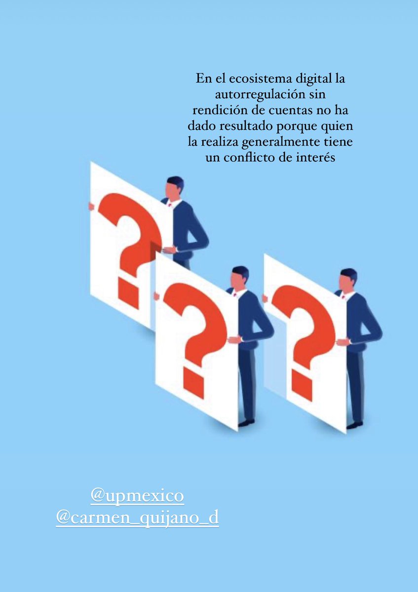 Privacyconfiar's tweet photo. Investigación de estudiantes de Derecho de la @upmexico concluye que la autorregulación no es efectiva en el Ciberespacio porque existe un claro conflicto de interés.
Ponderar derechos fundamentales es el reto de esta era.
@rohdza_ 
@carmen_quijano 
@BMA_Abogados https://t.co/n89zHkTR1k