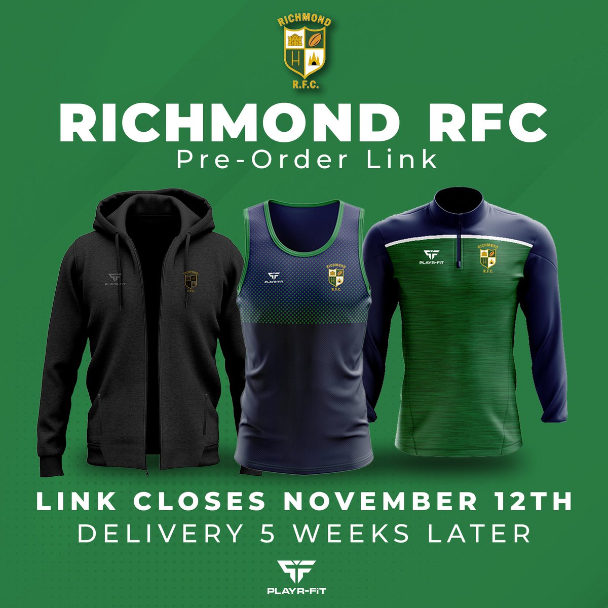 Richmond RFC (@richmondrfc) on Twitter photo 🎄 Christmas Shop is open!!!
playr-fit.com/richmond-rfc/
The shop will close on November 12th. This is the last chance to buy gear before Christmas. There is a number of new items adding to the shop. 🎄 Christmas Shop is open!!!
playr-fit.com/richmond-rfc/
The shop will close on November 12th. This is the last chance to buy gear before Christmas. There is a number of new items adding to the shop.