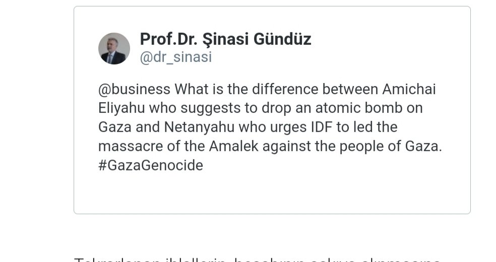 Gazzedeki katliama dikkat çeken şu ingilizce tweet nedeniyle hesabım kilitlendi, hesaba tekrar girebilmek için mesaji silmek zorunda kaldım. Oldukça organize olan küresel siyonizmin manipülasyonları karşısında daha yoğun çalışmak gerekiyor.