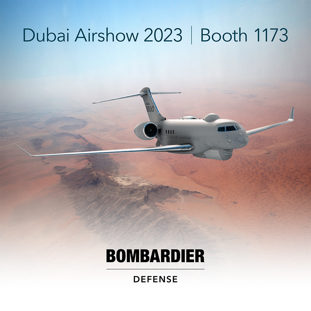 Bombardier's tweet photo. #BombardierDefense is joining 1,400+ world-class #aerospace exhibitors at the upcoming @DubaiAirshow!

We're thrilled to showcase our #Global7500 and #Challenger3500 aircraft. #DubaiAirshow ➡️ https://t.co/XwzFm4Sl4P https://t.co/AhYWI0DFSl