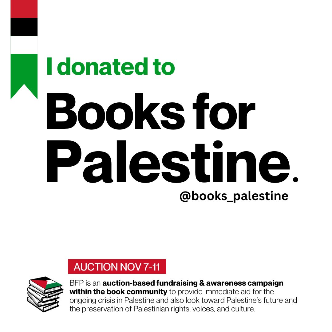 Friends, head over to <a href="/books_palestine/">Books for Palestine</a>'s auction to bid on a three-chapter MS critique from me
32auctions.com/BFP2023