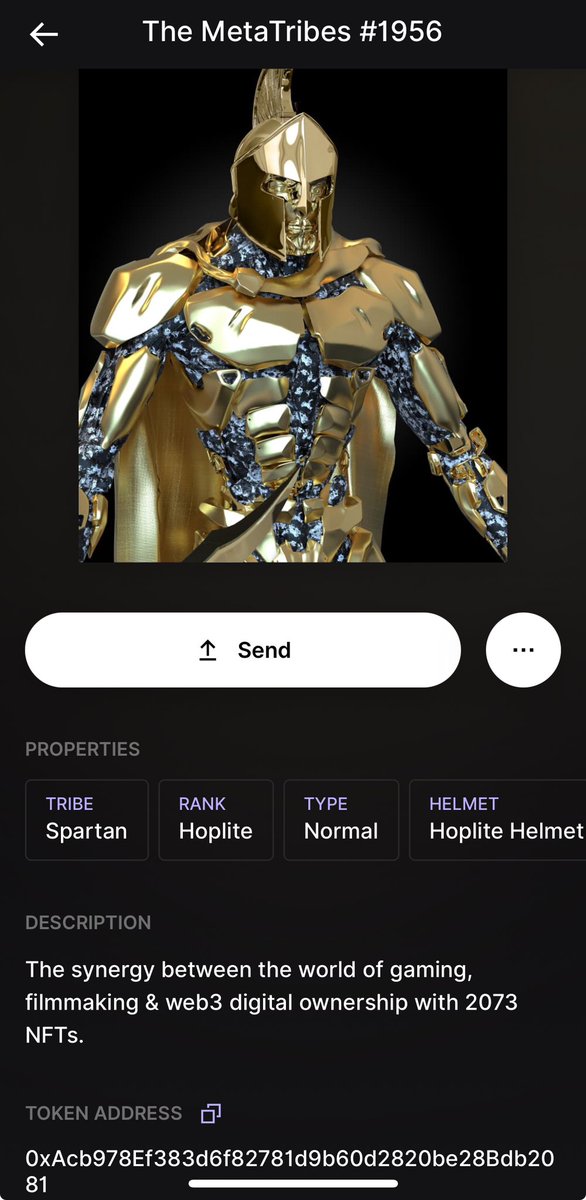 StacknZerps's tweet photo. Just received a free #MetaTribes #NFT from @TheMetaTribes Twitter contest!  Freaking awesome.  Love this Spartan. I’m under the impression we will be able to use these in an upcoming #Web3Games. https://t.co/zfMfOfEDKO