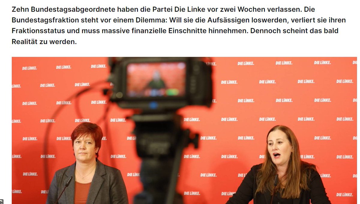 'Die Fraktion ist letztlich tot' – Linksfraktion im Bundestag debattiert über Auflösung

#guteNewsdesTages 
#dielinke 

de.rt.com/inland/186285-…