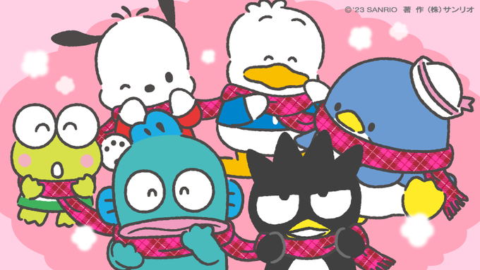 けろっぴ「うう〜寒くなってきたねえ...」 ペックル「今日は #立冬 だって...マフラーぼくにも貸して...」 ハンギョドン「ぼくにも...」ポチャッコ「ぼくにも...」タキシードサム「ぼくにも...」ばつ丸「オレ様にも...!」#はぴだんぶい 