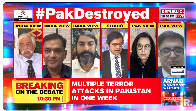 republic's tweet photo. #PakDestroyed | Watch as Arnab schools Sundas Malik, Geopolitical Analyst from Islamabad over her remarks on Hindutva. The Debate is now on-air. Tune in and fire in your views with the hashtag - https://t.co/aIaGfLpel5
#Pakistan #PakTerrorAttack #ImranKhan #Terrorism #PakArmy #KhyberPakhtunkhwa #PoK #Arnab #ArnabGoswami