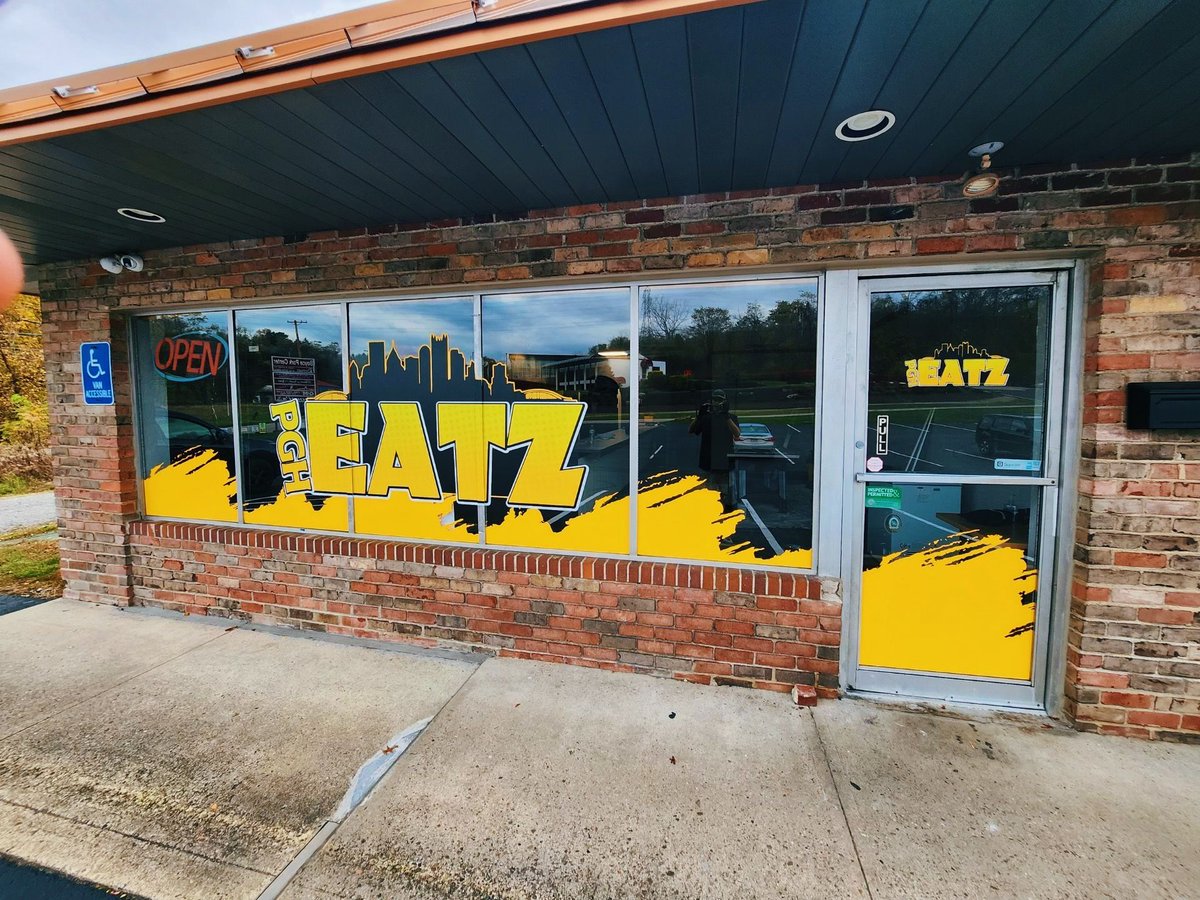 COMING SOON! The grand opening for the PGH Eatz storefront is coming on November 10th! 
We were to happy to assist them with wrapping the storefront with some crazy cool graphics!

They are located at 100 Boyce Park Plaza Suite A, Plum PA 15239. Hours: 11 AM - 6 PM on that Friday