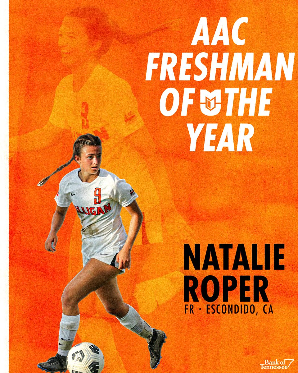 ⛰️𝙁𝙍𝙀𝙎𝙃𝙈𝘼𝙉 𝙊𝙁 𝙏𝙃𝙀 𝙔𝙀𝘼𝙍⚽ 

With 15 goals and seven assists in her debut season, Natalie Roper is the <a href="/AACsports/">AAC Sports</a> Women's Soccer Freshman of the Year! #BuffStrong🦬 <a href="/MilliganWSoccer/">Milligan University Women’s Soccer</a>