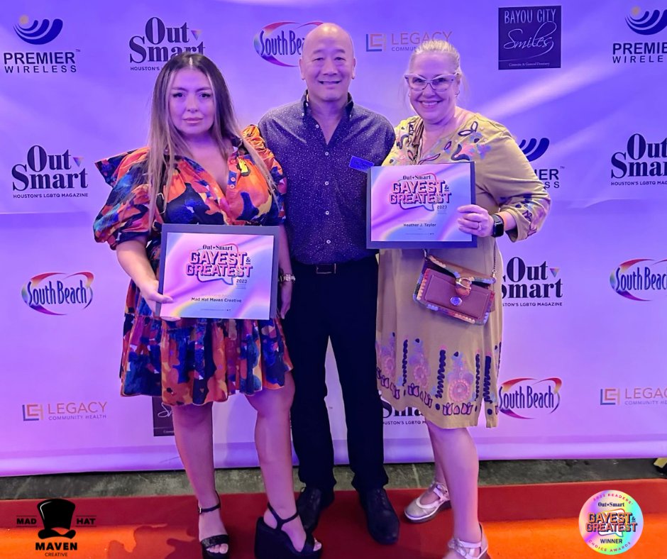 madhatmaven's tweet image. 🏆 Exciting news! We've been named 'Best Creative Agency' in @outsmarthouston  Reader's Choice Gayest and Greatest Awards. Huge thanks to our amazing clients and supporters. 🌈💼 #BestCreativeAgency #ThankYou #OutSmartMagazine