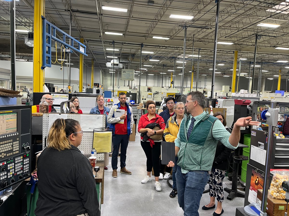 SchultesMfg's tweet photo. Recently, we had a great time hosting members of @District128 (Community High School District 128). We showed them around our shop floor and provided context to what we do here at Schultes. cont... https://t.co/HBNXWfaEDj