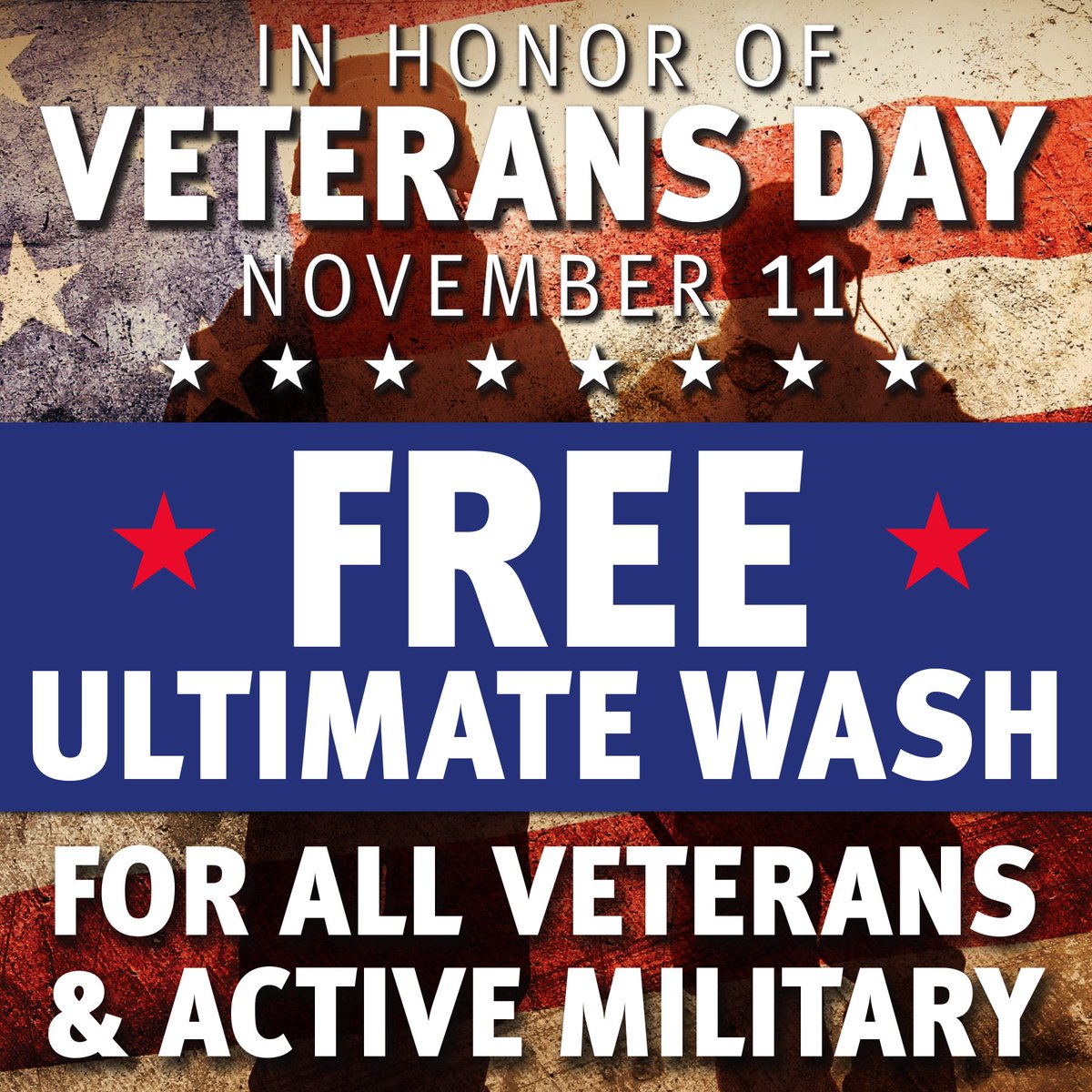 GoSimonson's tweet photo. VETERANS/ACTIVE MILITARY WASH FREE🇺🇸

Simonson’s offers our appreciation to Veterans and Active Duty Military with a FREE “Ultimate” Wash on November 11th at our Car Wash locations throughout North Dakota &amp; Minnesota!

We look forward to serving you this Saturday! https://t.co/I3my8BHcAU
