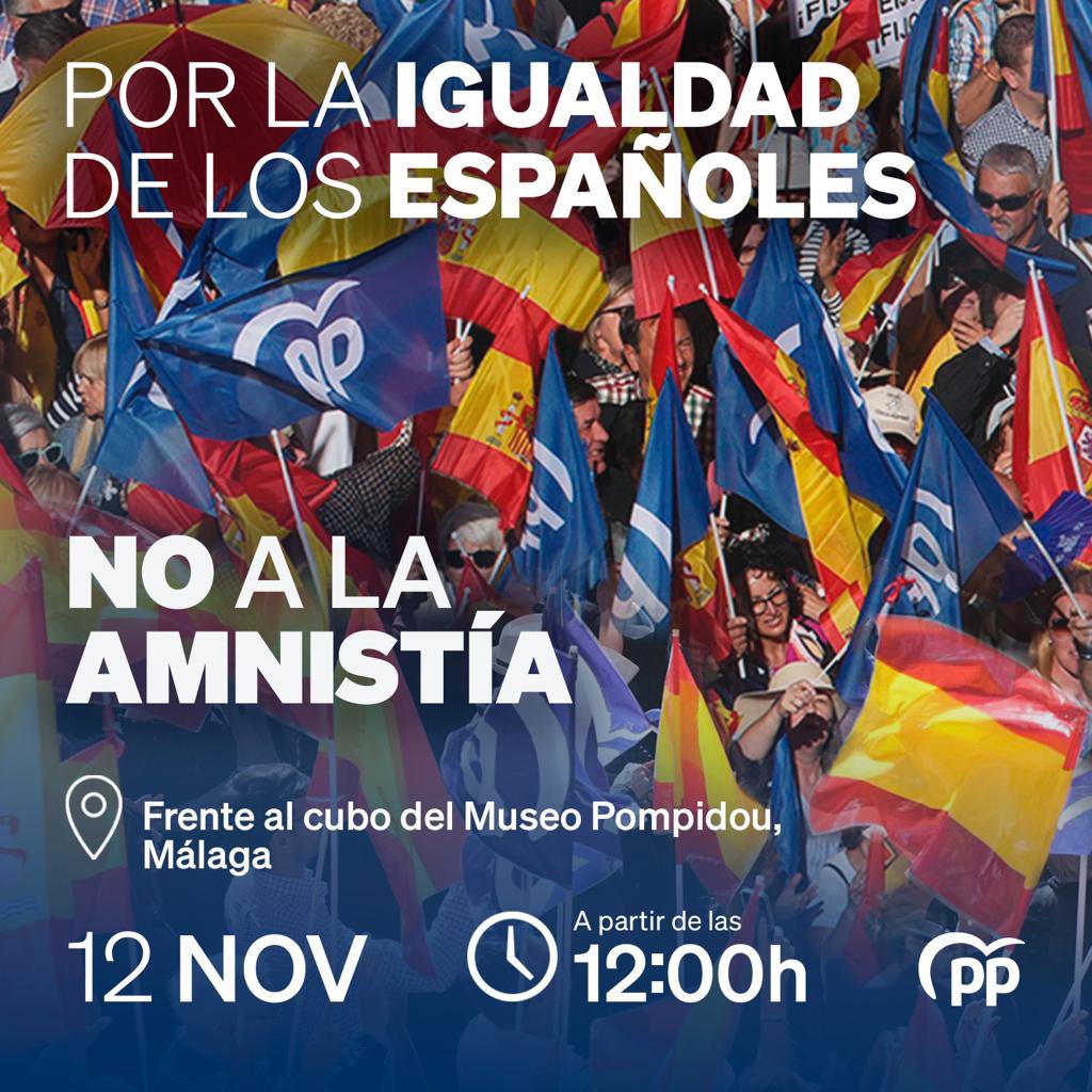 🇪🇸 Concentración 12N Por la Igualdad de los Españoles
🗓️ Domingo 12 de noviembre 
🕒12.00h 
📍Cubo del Museo Pompidou, Málaga

#PorLaIgualdadDeLosEspañoles