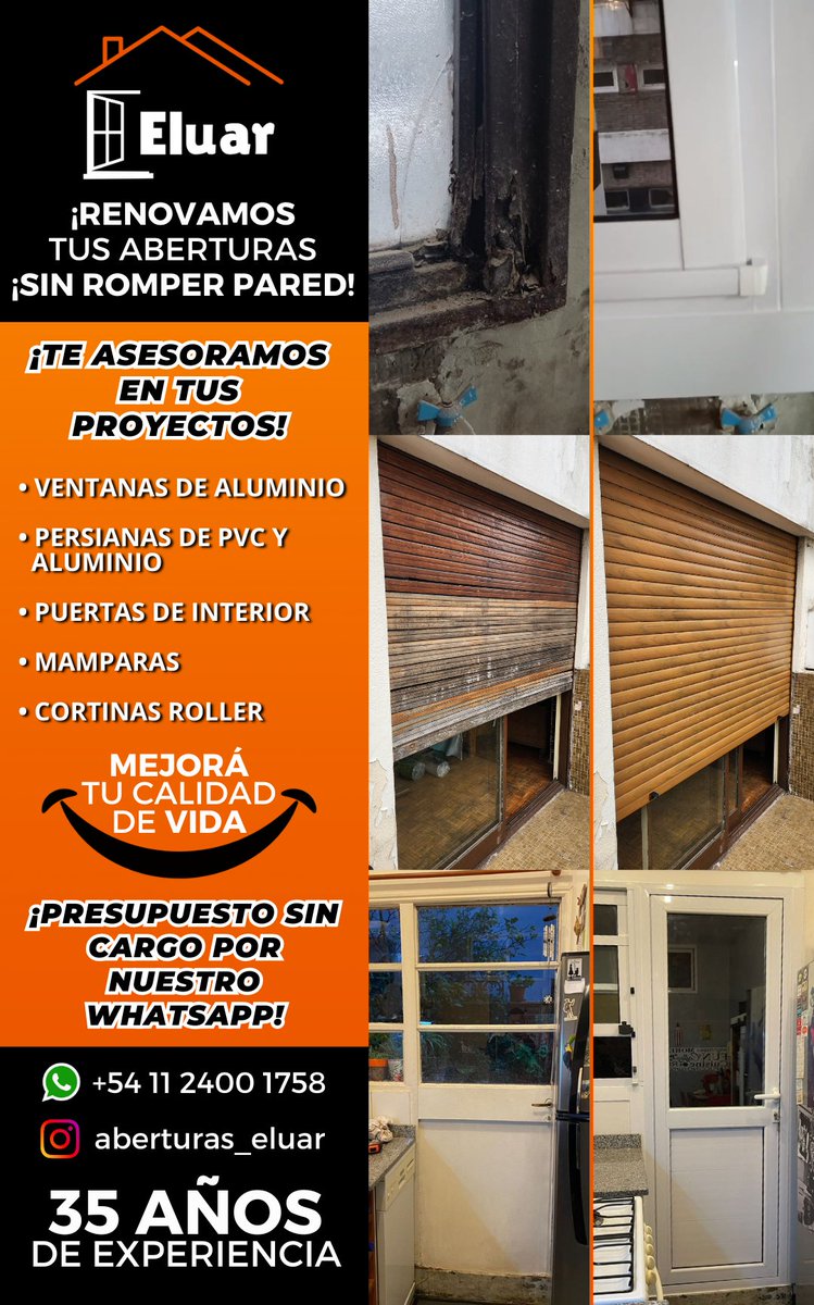 AlertasTransito's tweet photo. 🏠✨ Aberturas Eluar | Expertos en Ventanas y Persianas
Más de 35 años de experiencia
🛠Fabricación y colocación de ventanas, mamparas, persianas, puertas y más.
Comunicate 👉 https://t.co/IOPqmjbKqC
.
#AberturasDeCalidad #SinObras #Renovacion #VentanasNuevas https://t.co/qsIfpcmGl5