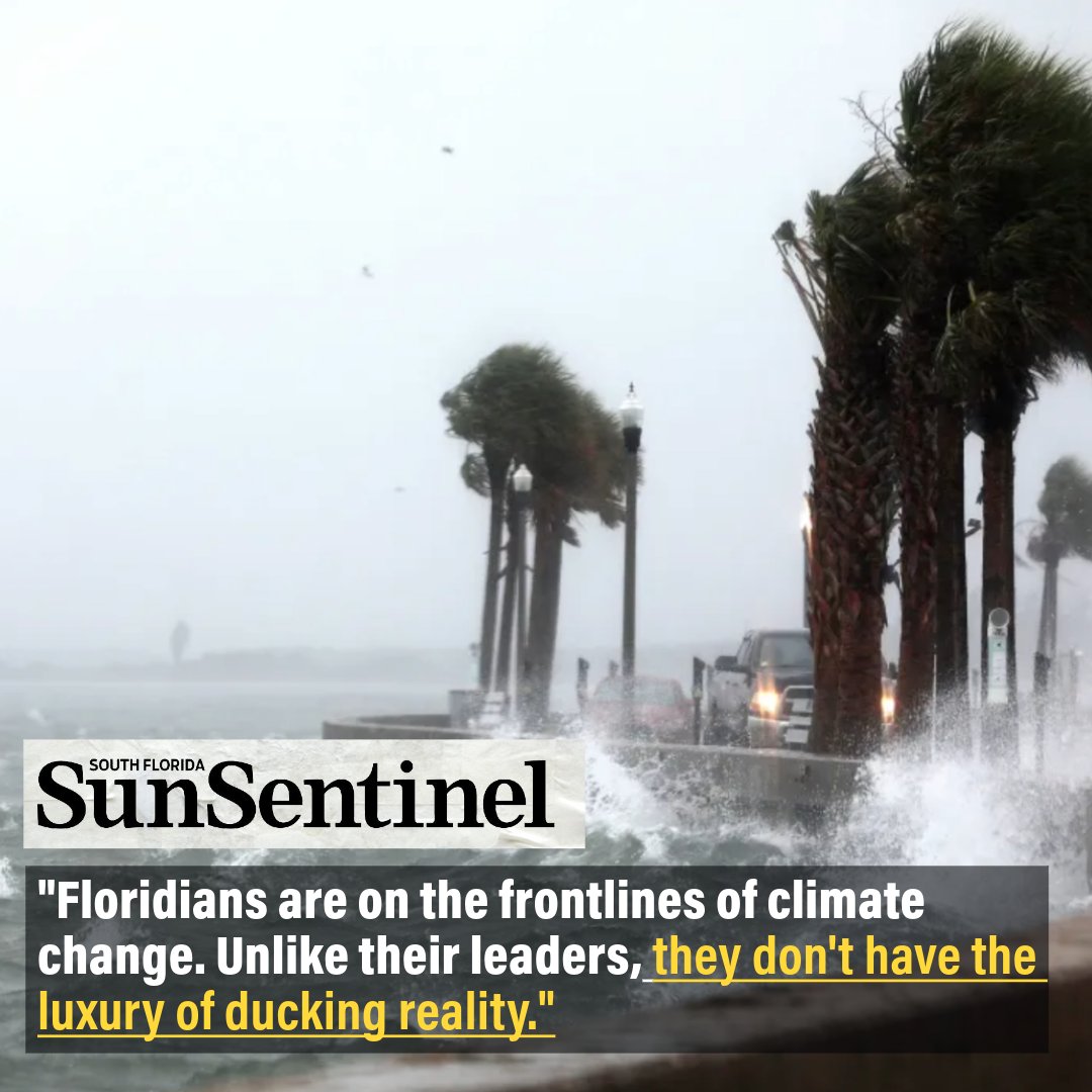 GOP hopefuls are descending on Miami, a city at the forefront of the climate crisis. 90% of Floridians know that climate change is threatening their way of life. To not discuss the reality outside the debate stage doors is dangerously out of touch.  👇 sun-sentinel.com/2023/11/06/flo…