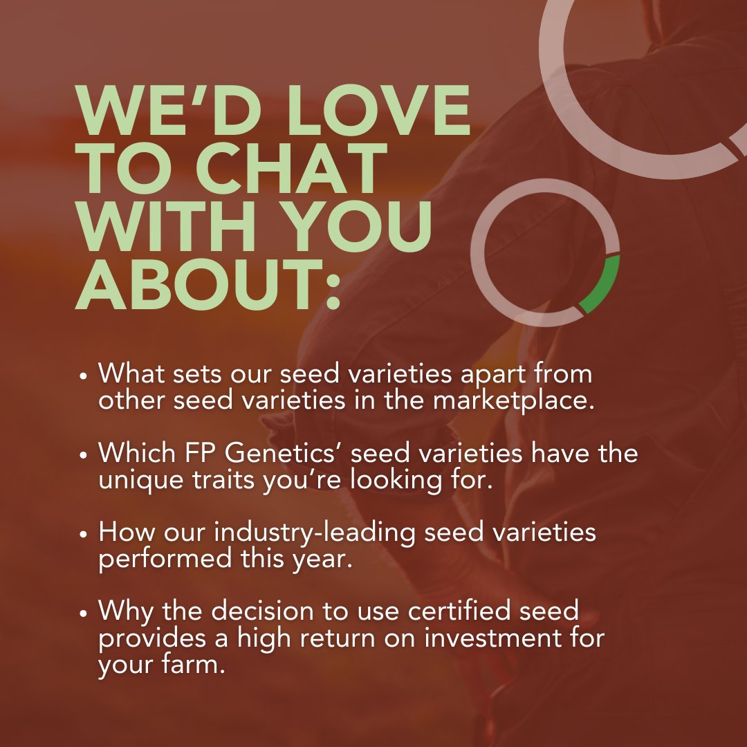 FPGenetics's tweet photo. Are you going to @agritradetoday? Stop by our booth (#102).
We have an extensive lineup of innovative varieties that you’ll want to hear about. Come chat with our team about what sets our varieties apart and what FP Genetics’ varieties would be best suited for your operation. https://t.co/RcIHYVNVwJ