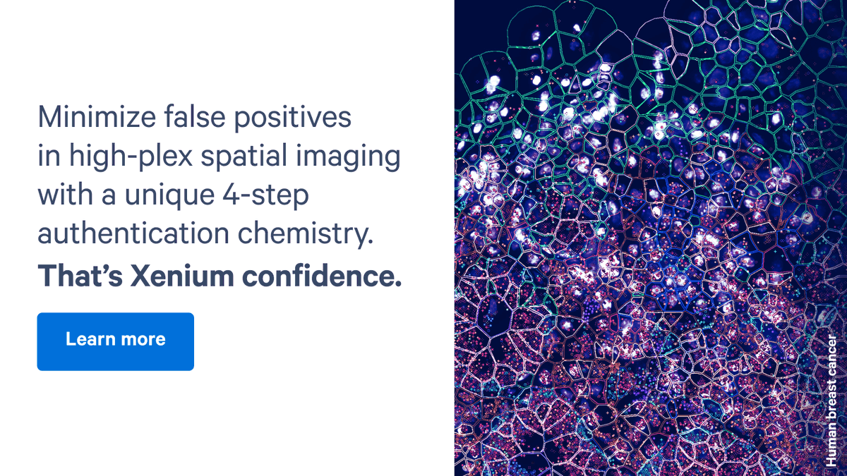 Leading your field in #spatialbiology isn’t easy—so we built Xenium for you. Be confident w/ four-factor authentication chemistry that minimizes false positives, probes that distinguish between high-homology RNAs, & data compatible with third-party tools: bit.ly/46IiCL8