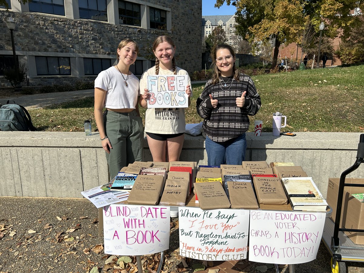 Be sure to stop by TODAY before 2 p.m. outside of Squires for the History Club's 'Blind Date with a Book' event! They have a huge assortment of great books, so go check it out and see what kind of book you end up with!