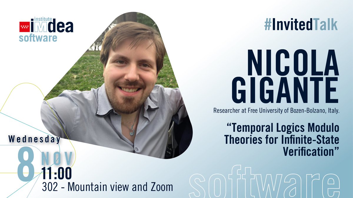IMDEA_Software's tweet photo. 🔵 Hosting two #InvitedTalks tomorrow

⏰ 11:00 
🗣️ @gignico, from @unibz_news 
🔎 “Temporal Logics Modulo Theories for Infinite-State Verification”

⏰ 14:30
🗣️ @Karim_Baghery, from @CosicBe
🔎 “VSS from Distributed ZK Proofs and Applications”

🌐 https://t.co/8ikBKykSC0
🔐 @s3 https://t.co/oJzUfC7kww