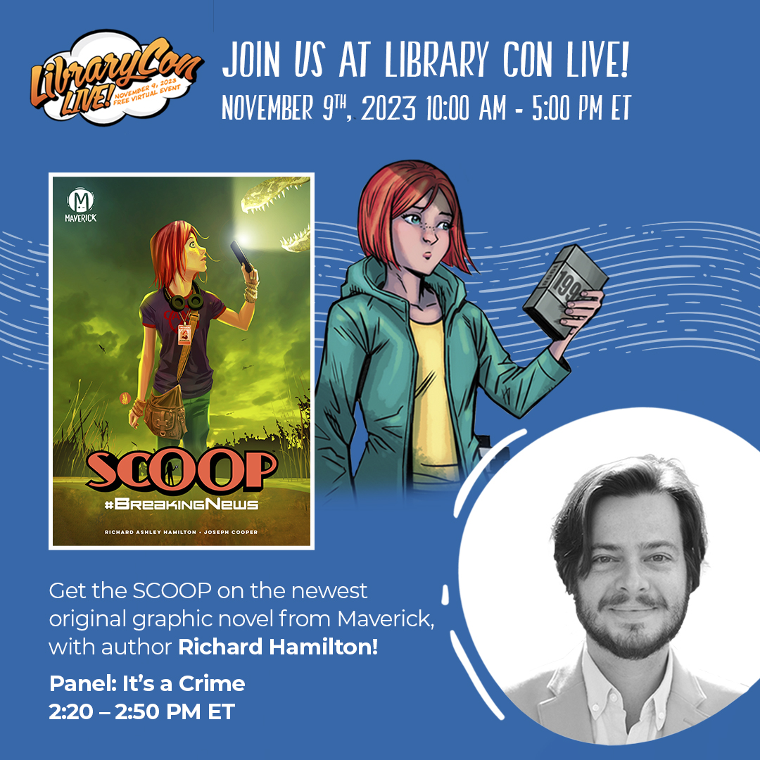 RegardsRichard's tweet photo. I am thrilled to be a part of #LibraryConLive! Please join us to get the SCOOP on a certain sci-fi sleuth and hear from the amazing @meredith_draws & @jasonpinter!
It would be a CRIME to miss this! https://t.co/AKfid45a4w