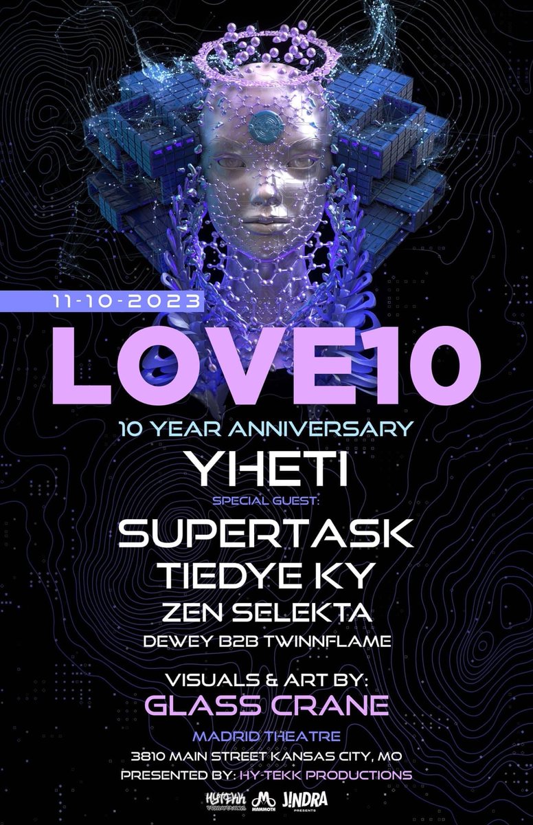 LOCAL SUPPORT DROP 
❤️LOVE 10 ❤️ is stoked to announce DEWEY b2b TWINN FLAME
will be hearing the decks up for us this Friday in Kansas City!