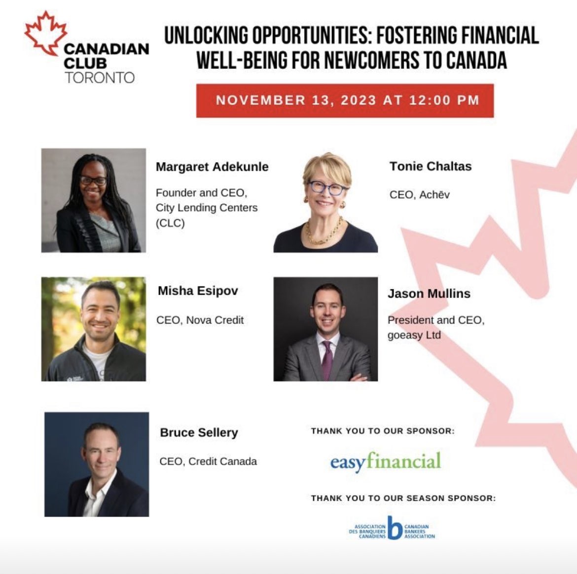 I am honoured to be on this panel with amazing leaders like Tonie Chaltas, Jason Mullins and Misha Esipov. Moderated by Canadian Club Toronto 

Financial Inclusion meets DEI

#inclusivefinance