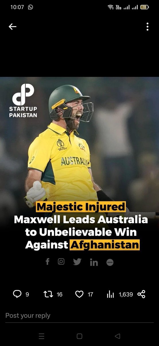 Well Played #Maxwell Australia 🇦🇺 win

#AUSvsAFG #GunturKaaram #bbrightvc #AFGvAUS #NupToTheCup #RashmikaMandanna #Genshin         #Afganistan #AfghanAtalan #ICCCricketWorldCup23 #JungKookOnFallonTonight
#ICCCricketWorldCup23