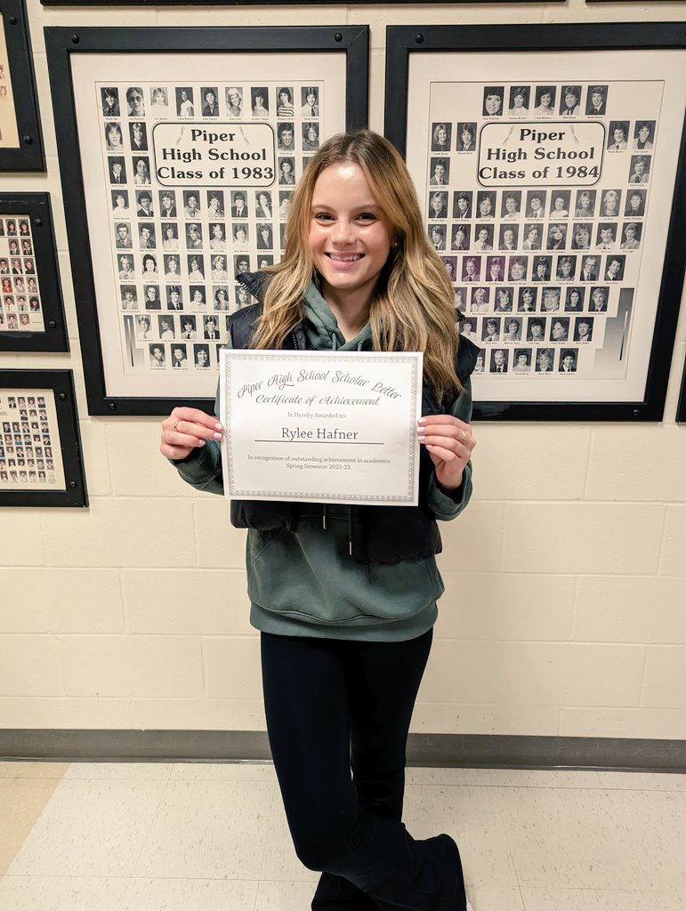 So proud of this young lady. She is kind, caring, hard working and so much more! Today we got the privilege of attending a scholar's ceremony recognizing her hard work, dedication and achievement. 
 ❤️ We love you, 🐓! 🤍💜🏴‍☠️ <a href="/PiperUSD203/">Piper USD 203</a>