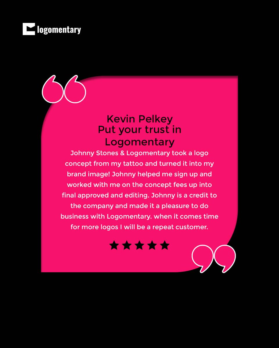logomentary's tweet image. Our Clients Speak: 5 Stars of #Satisfaction! We&apos;re proud to share this #review from a happy client. Join the #Logomentary family and experience the difference. 🌟

Connect with us now and discuss more or visit  logomentary.com to know more.

#ClientApproved #5StarSuccess