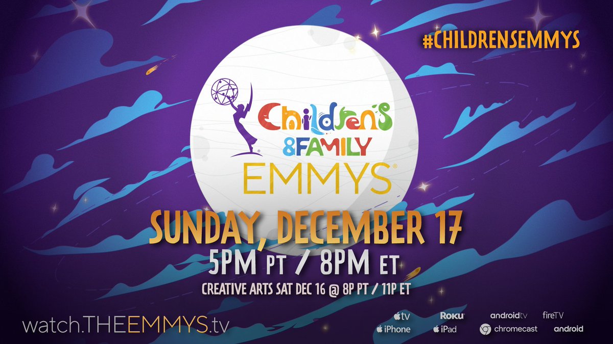 JUST ANNOUNCED: The 2nd Annual #ChildrensEmmys will be LIVE from the Westin Bonaventure Los Angeles on watch.theemmys.tv and @TheEmmys Apps on SUNDAY, DECEMBER 17 @ 5p PT / 8p ET. Creative Arts will be the night before, Saturday 12/16 @ 8p PT / 11p ET.