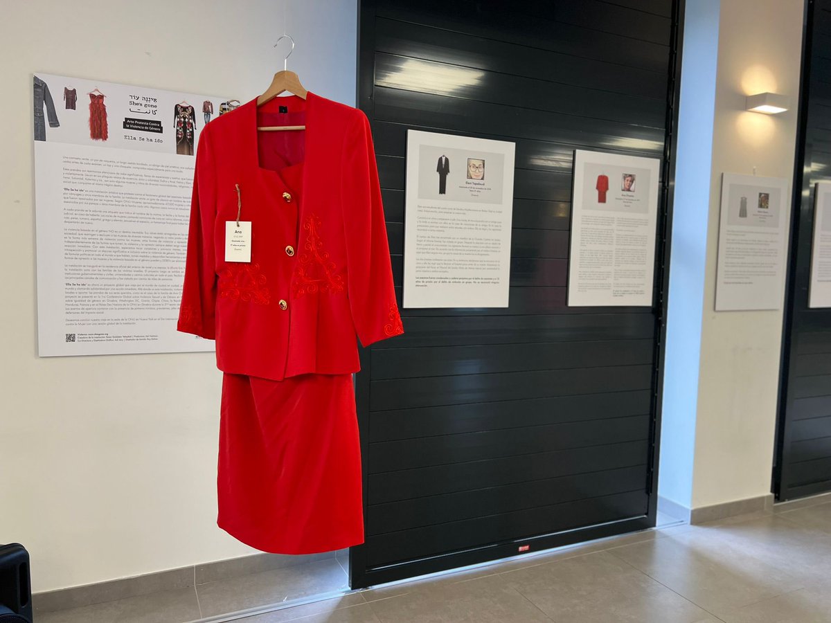 Far from our home in #israel which is now burning, the situation of #women around the world is also burning.

Now in @EEIICarmeChacon in #Madrid, with a new garment of Anna Orantez, we speak for the women who are gone.