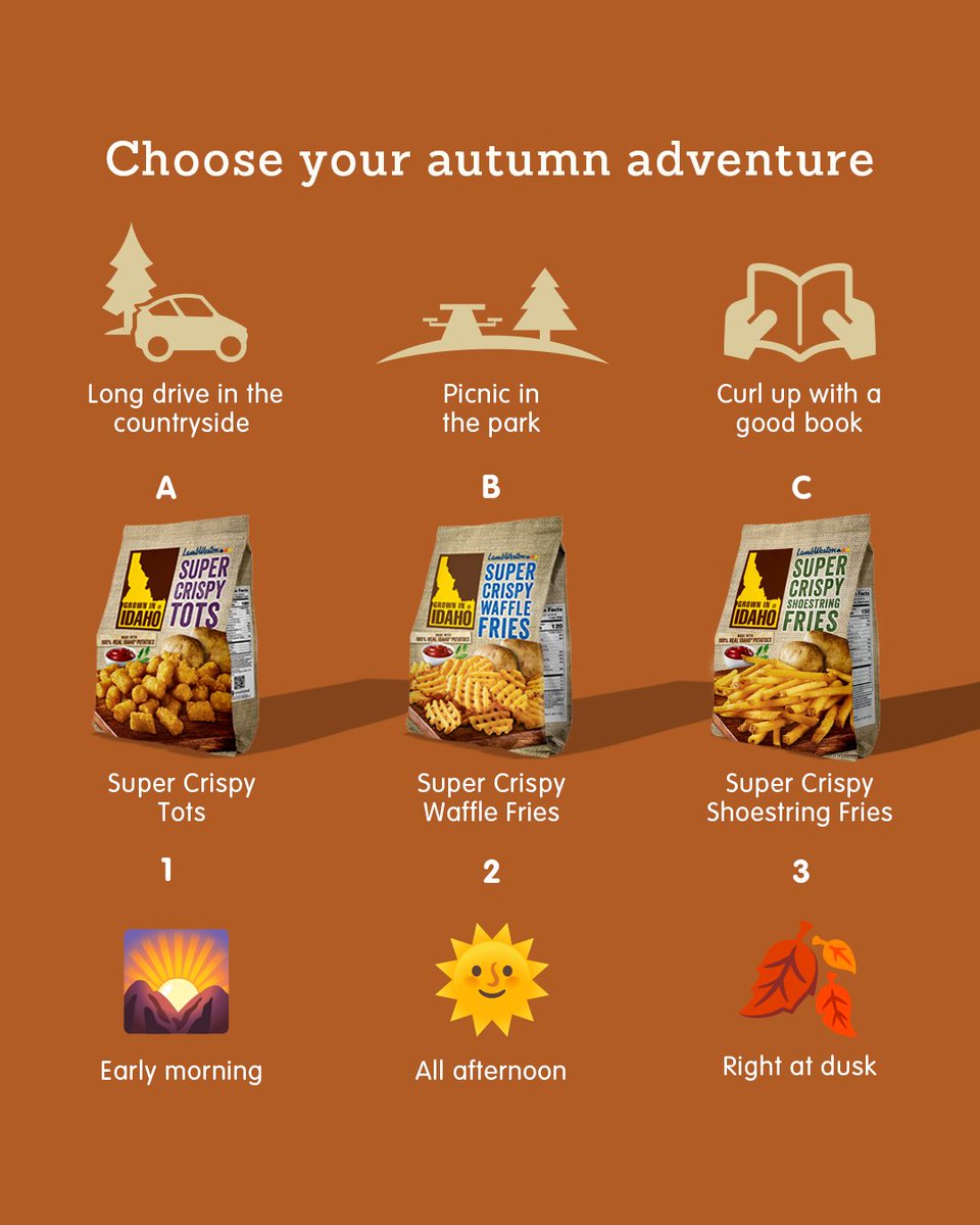 Nothing like warm fries on a crisp day. 🍁 (Note: You can always go full-on fall and pack all this autumnal goodness into one #SuperCrispy adventure. 👀)