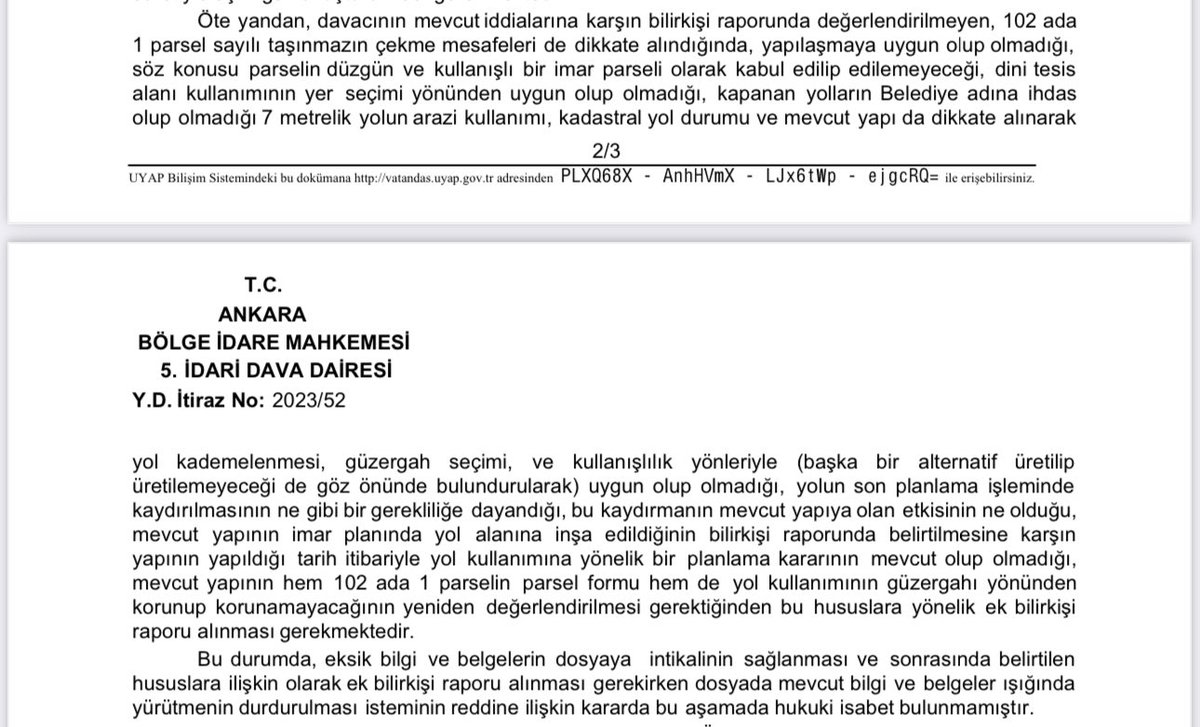 hukukidarevergi's tweet photo. Parselasyon işleminin ve dayanağı 1/1000 ve 1/5000 lik planların iptali istemiyle açılan davada bilirkişi raporunun eksik araştırma ve incelemeye dayalı olarak hazırlandığı gerekçesiyle ek bilirkişi raporu alınması gerektiğine ilişkin istinaf mercii kararı https://t.co/Ngzilj4XrQ