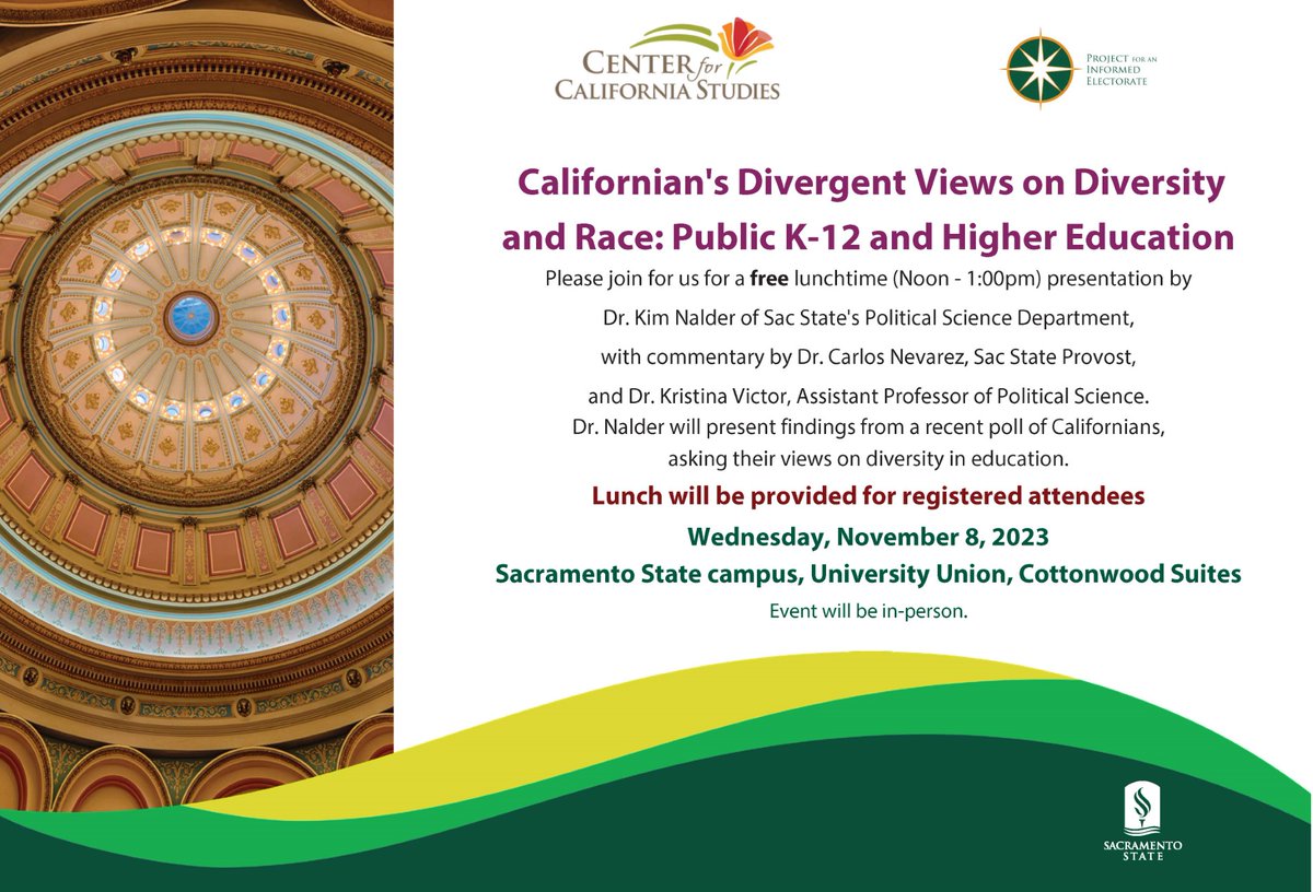 CalStudiesCSUS's tweet image. We still have room for attendees for tomorrow's event.   Register here: eventbrite.com/e/cas-divergen…