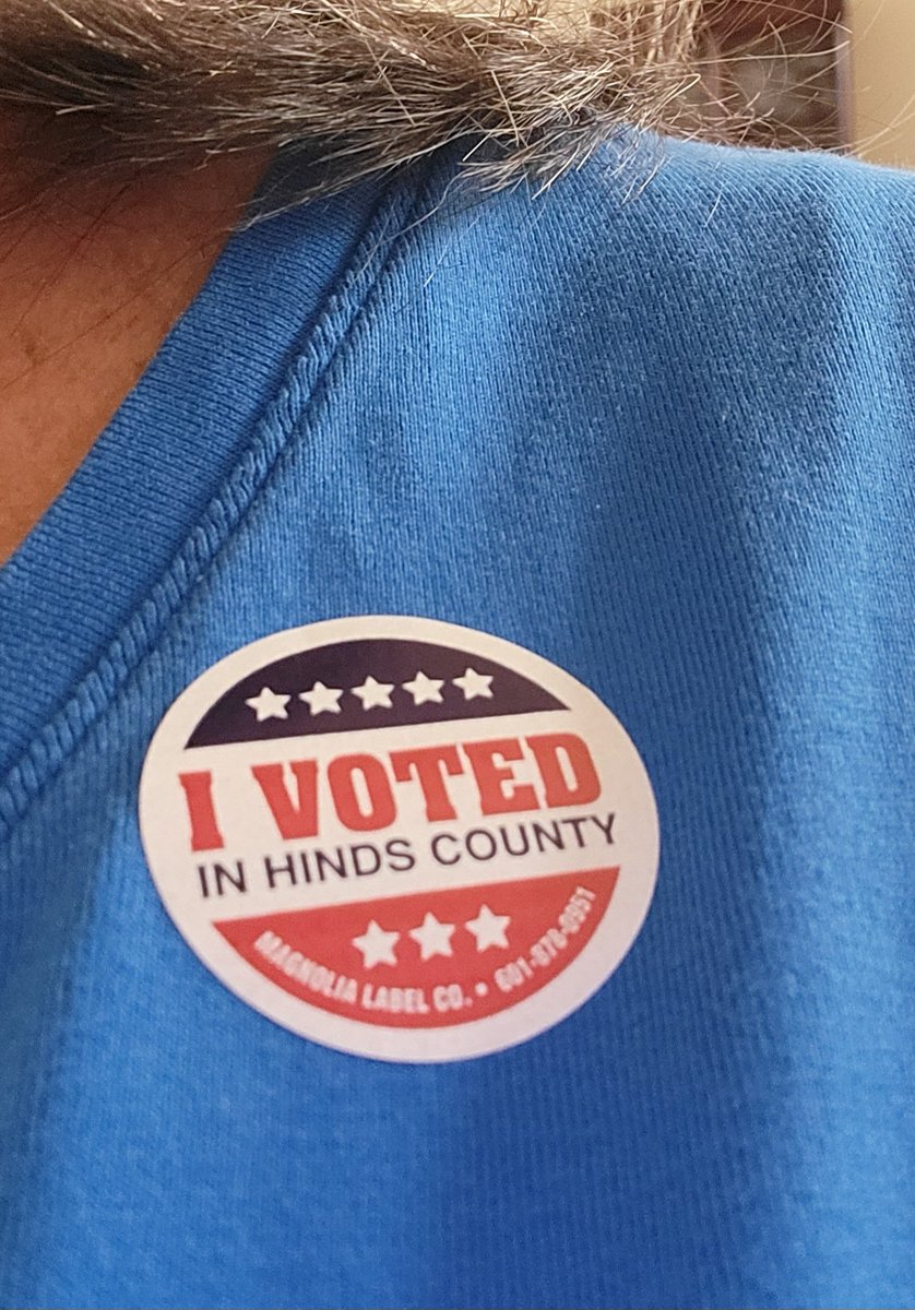 Proud to vote in HINDS COUNTY for Brandon Presley, Greta Martin, Ty Pinkins, and Sheriff Tyree Jones. I wore the color of my team so everyone would know I'm on the good side. 💙🇺🇲
#MSGov