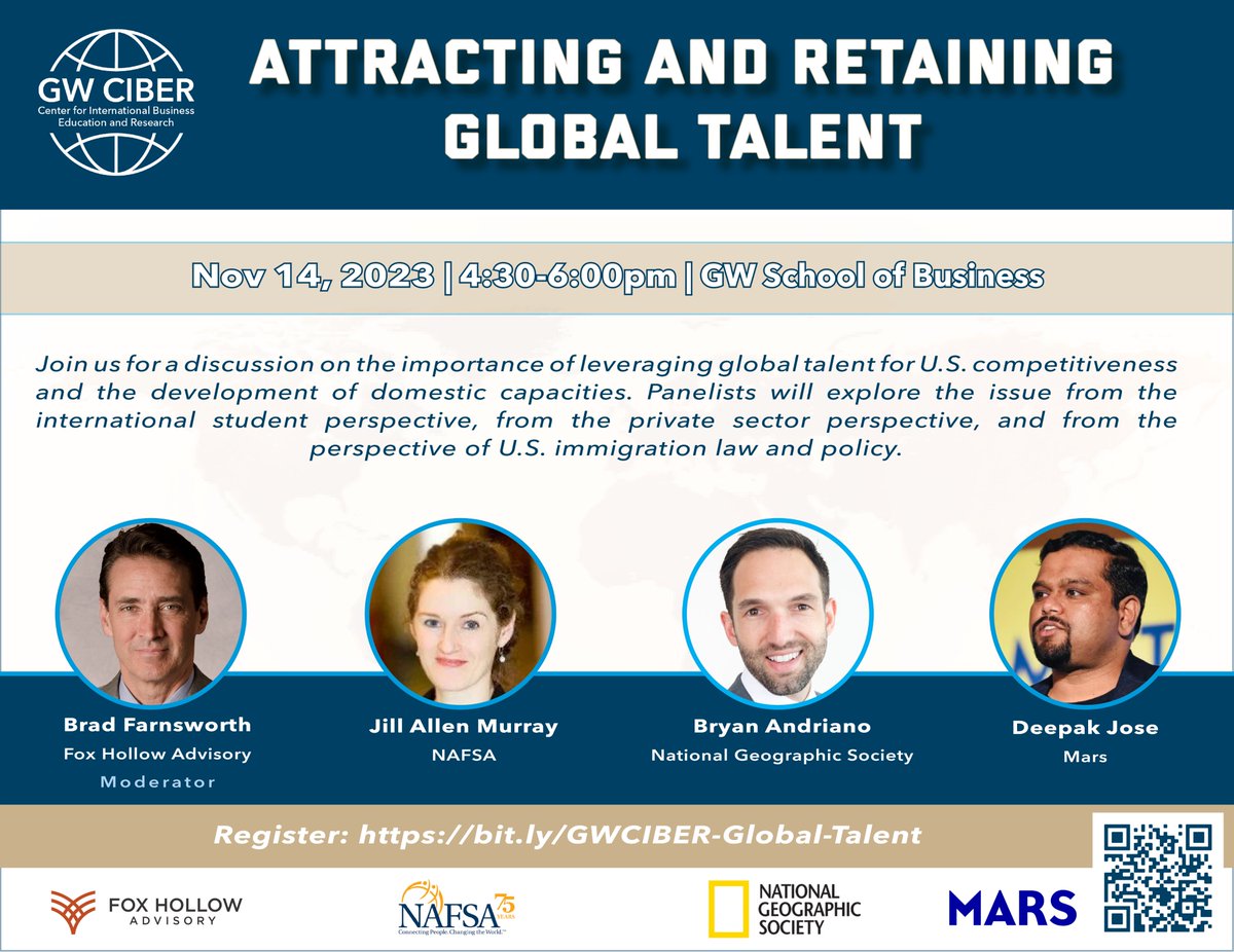 We are looking forward to hosting you in person on November 14th! 
Register here: bit.ly/GWCIBER-Global…

#globaltalent

<a href="/GWSBFowler/">F. David Fowler Career Center</a> <a href="/gwbusiness/">The GW School of Business</a> <a href="/GoGlobalED/">GoGlobalED</a>
<a href="/AnnaHHelm/">Anna H. Helm</a> <a href="/gwUBA/">GW UBA</a> <a href="/GWMBAA/">GW MBA Association</a> <a href="/GWSBalumni/">GWSB Alumni</a>
<a href="/gwGSEHD/">Graduate School of Education and Human Development</a> <a href="/IIEglobal/">Institute of International Education (IIE)</a>