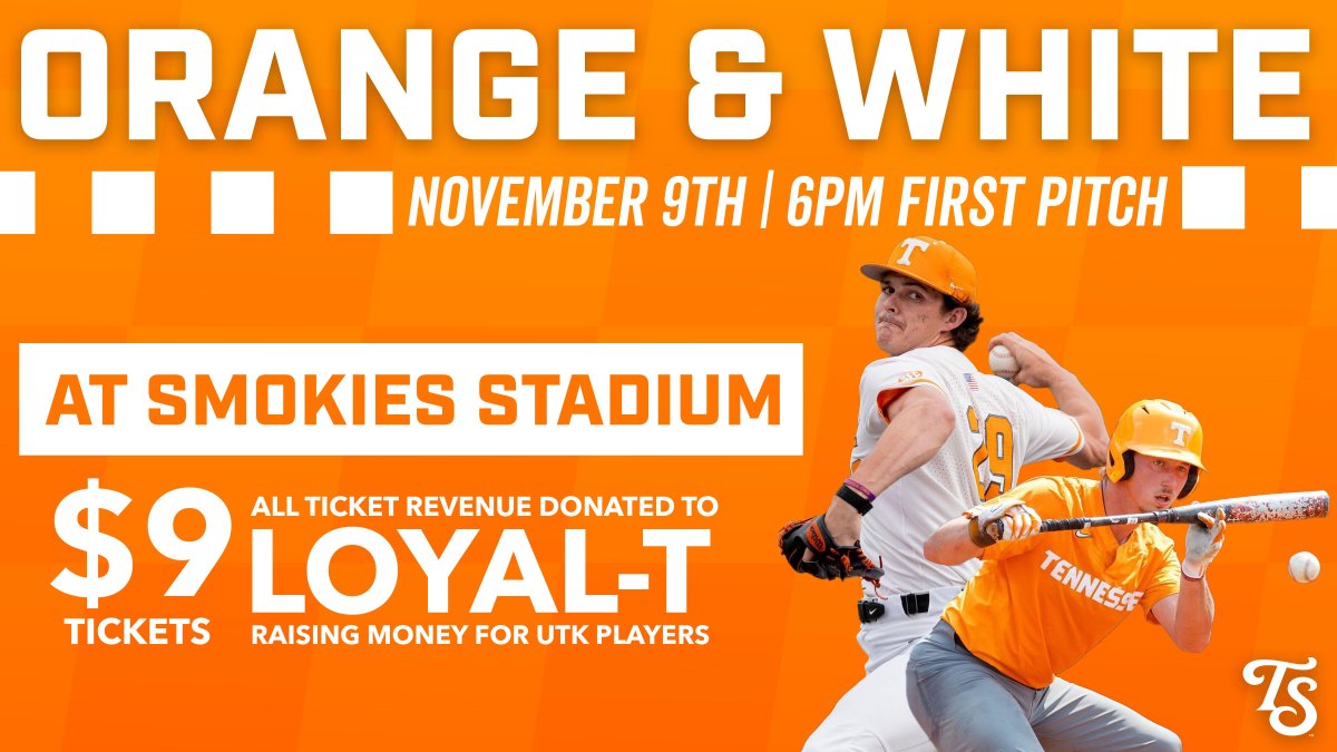 The Vols are coming to Smokies Stadium! The University of Tennessee Baseball Team will host their annual ‘Orange &amp; White Game’ at Smokies Stadium on Thursday, November 9th.
Tickets: buff.ly/3MxtxiS 
Read more: buff.ly/3QqMUel