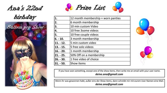 Guys! It's my BDay tomorrow and we will do a Live Show 😍 There will be 50 balloons for you to pop, each
