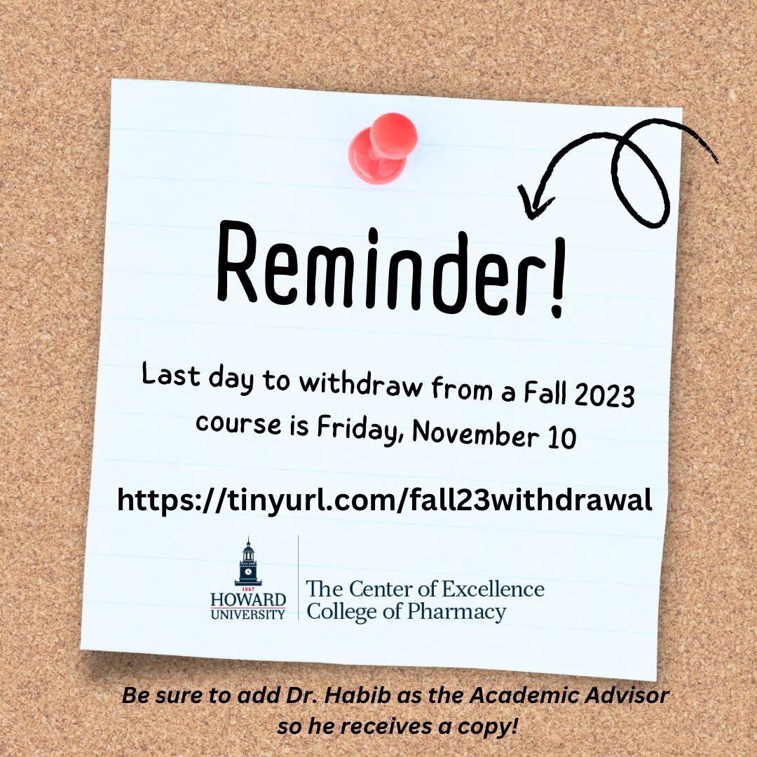 hucopcoe's tweet photo. Friendly reminder! This Friday, November 10th, is the last day to withdraw from 2023 courses! https://t.co/ectIpI0gN5