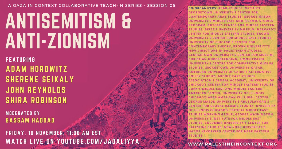 This teach-in will feature a discussion on antisemitism and anti-Zionism and how the two have been conflated, especially in recent weeks in light of the ongoing conflict.

"Gaza in Context: A Collaborative Teach-In Series — Antisemitism &amp; Anti-Zionism"
buff.ly/3QMP0qf