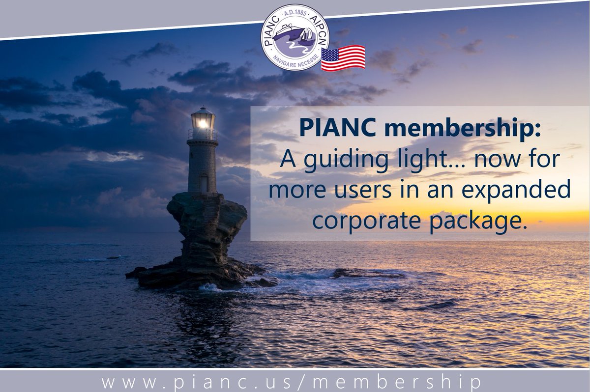 PIANCUSA's tweet image. Let #PIANC membership be a guiding light to where your – and now your colleagues’ – professional career can go.
Recent changes to membership mean that #CorporateMembers now have more allotted users:
Small Corporates: 5
Large Corporates: 10
Platinum Partners: 10
