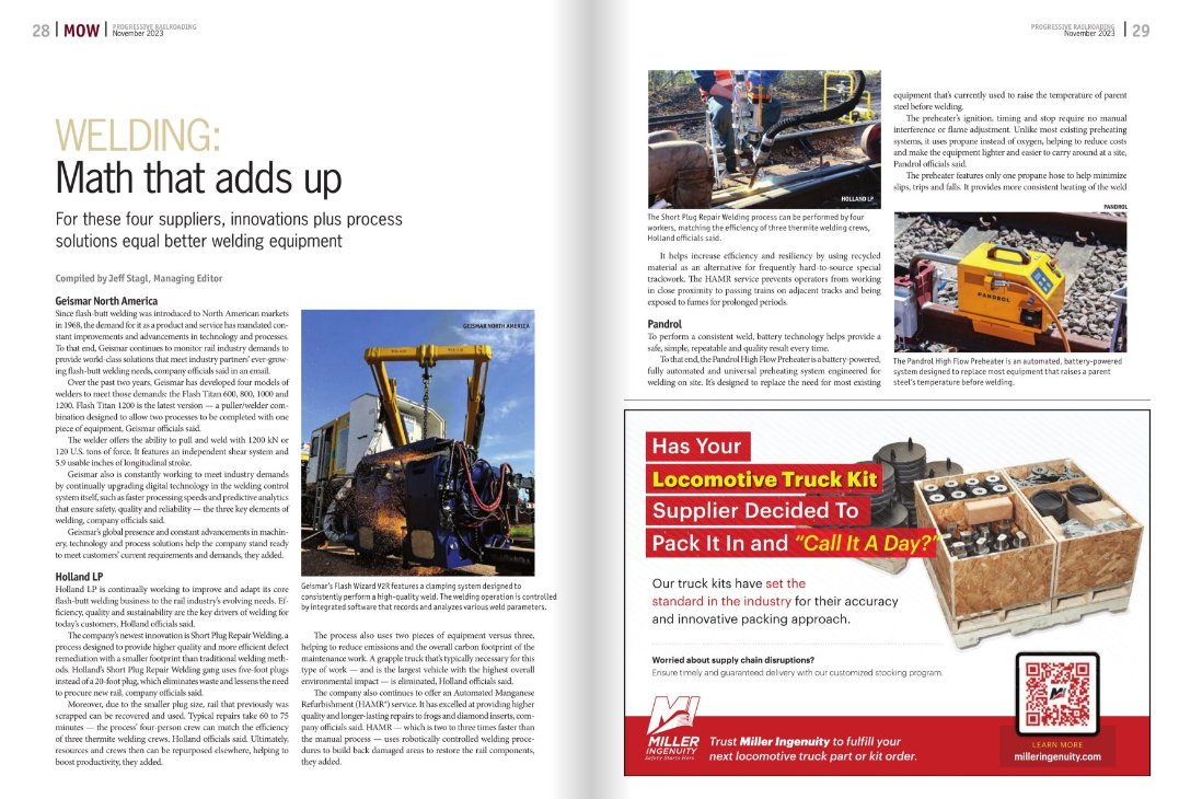 In the press📢
November's Progressive Railroading issue highlights our short plug flash-butt welding! Check it out below:
progressiverailroading.com/virtualmag/pr1…
#RailWelding