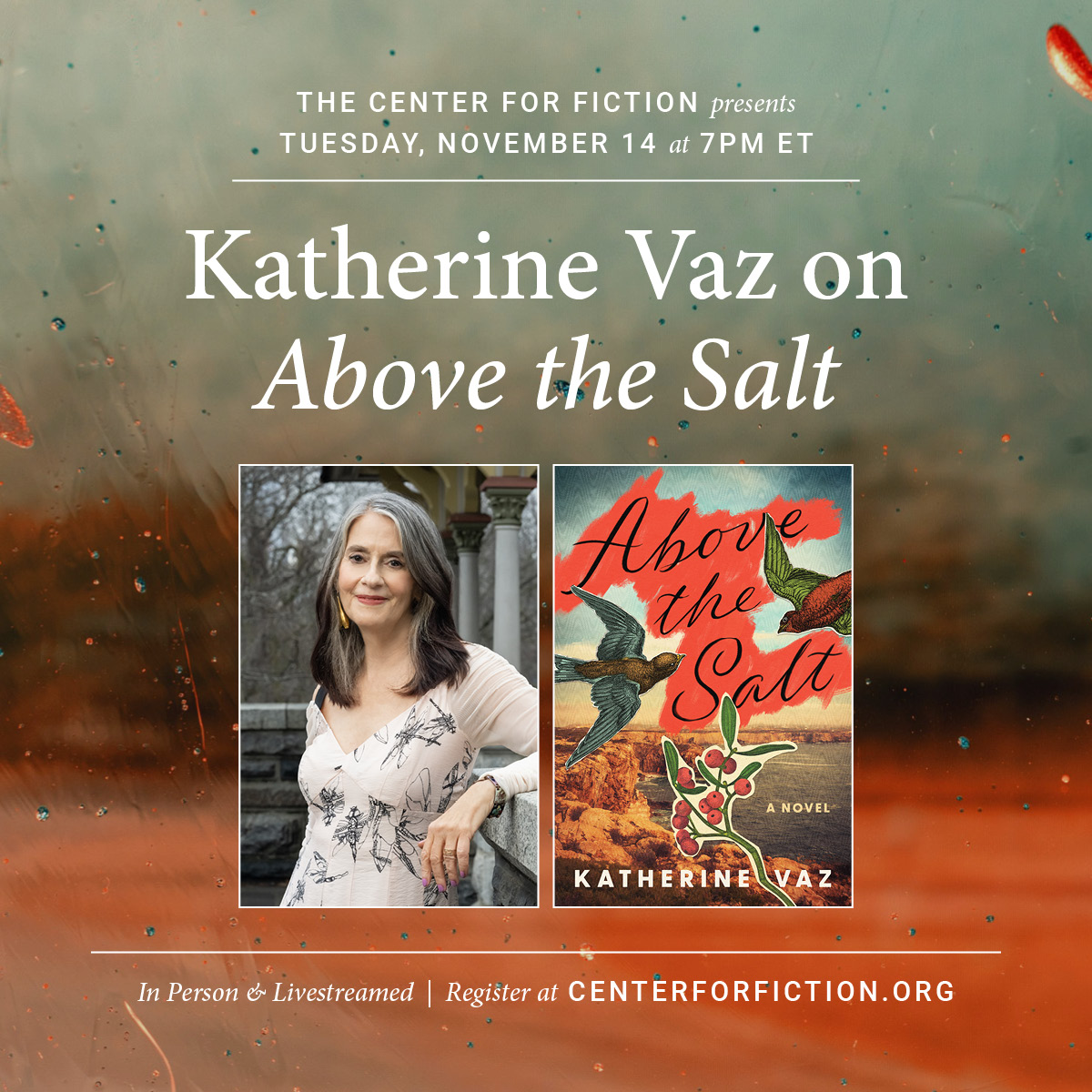 Center4Fiction's tweet image. Katherine Vaz joins us on 11/14 to discuss the research she conducted for her latest novel, Above the Salt, maintaining momentum on a project for 18 years, and her career at the forefront of the Portuguese-American literary landscape! Get tickets here: tinyurl.com/yhhj8eak