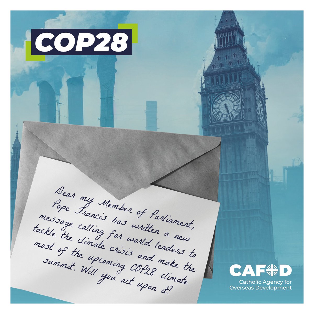 As #COP28 approaches, world leaders need to take serious action to tackle the #ClimateCrisis.

This is what Pope Francis has called on them to do in Laudate Deum. Share his message with your MP ⤵️

action.cafod.org.uk/page/137965/ac…