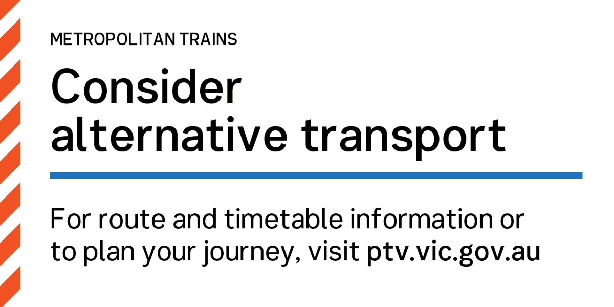 metrotrains's tweet image. ⚠ Metropolitan trains: Trains are currently stopped due to a communications outage across the train network.

We are working to rectify this issue as soon as possible.

Please consider alternative travel arrangements.