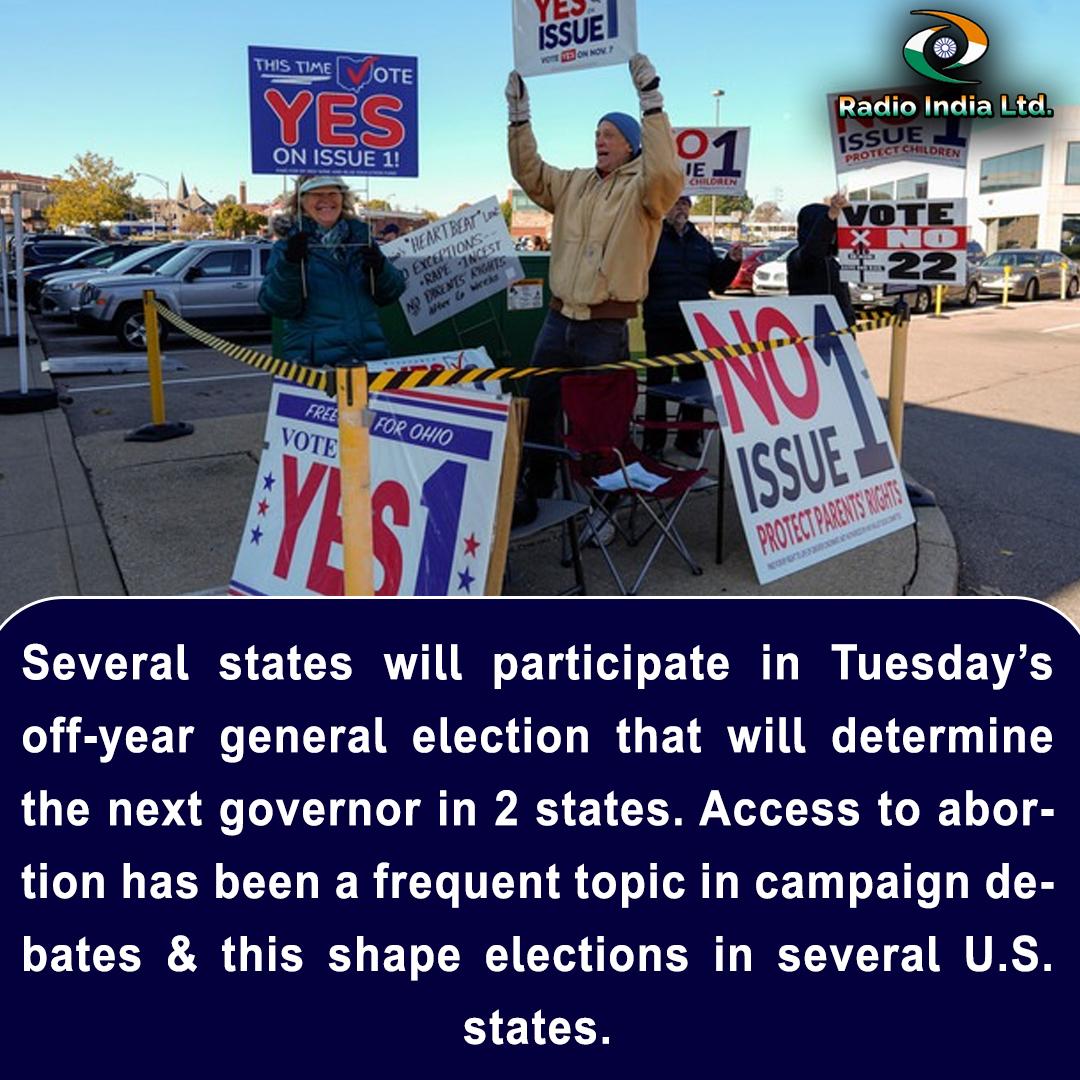 Several states will participate in Tuesday’s off-year general #election that will determine the next #governor in 2 #states. Access to abortion has been a frequent topic in campaign #debates & this shape elections in several #USstates.