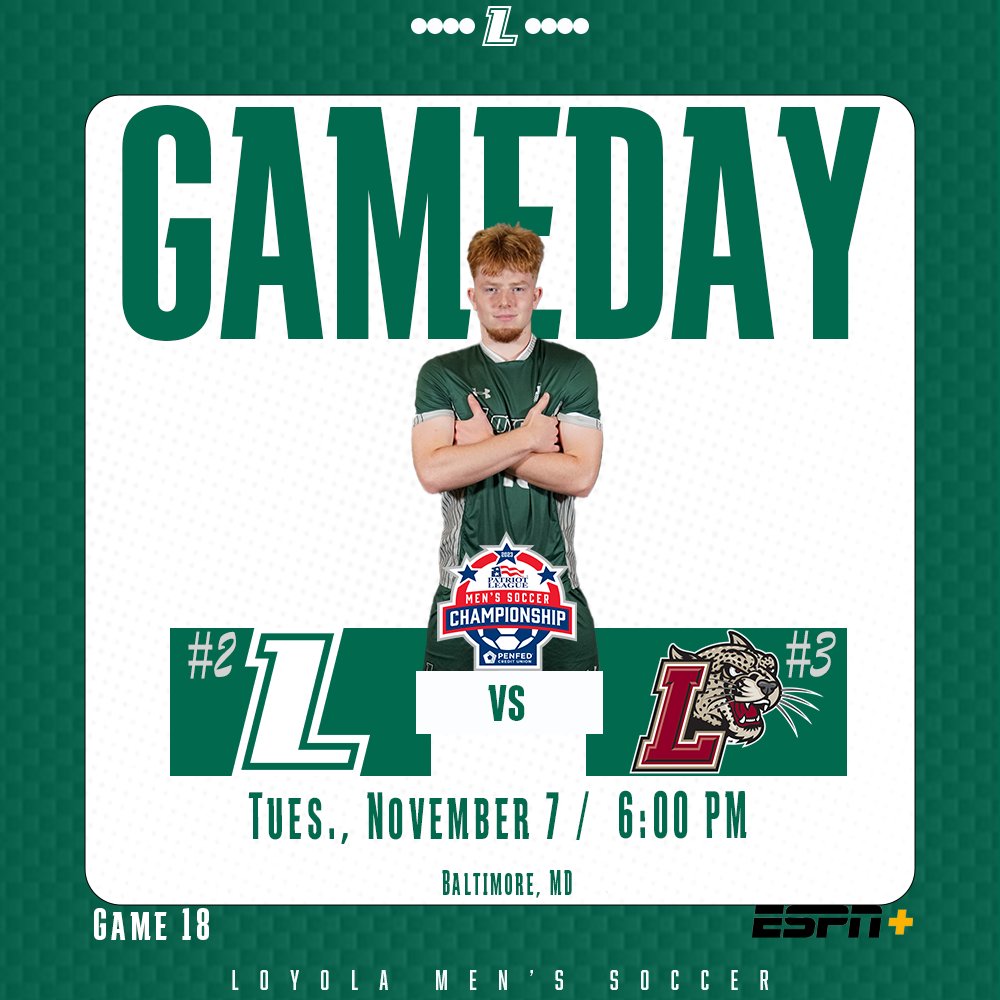 LoyolaMSOC's tweet photo. Semifinal tonight at Ridley!!

🆚 No. 3 Lafayette Leopards
⏰ 6:00 PM
📍 Ridley Athletic Complex
📺 https://t.co/rUuRF4zvKX
📊 https://t.co/sKAZ3ZF8v0

#gohounds l #patriotmsoc l @Patriot_Gameday https://t.co/5Bd1Q11DOr